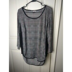 NYGARD Woman's L Blouse Glen Checked Flowy Pullover Tunic Business Casual...